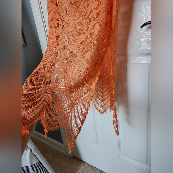 NWOT For Love & Lemons Orange Lace Midi Dress - Picture 4 of 9